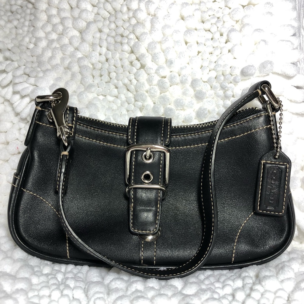Coach Hampton 7542 Black Leather Purse EUC